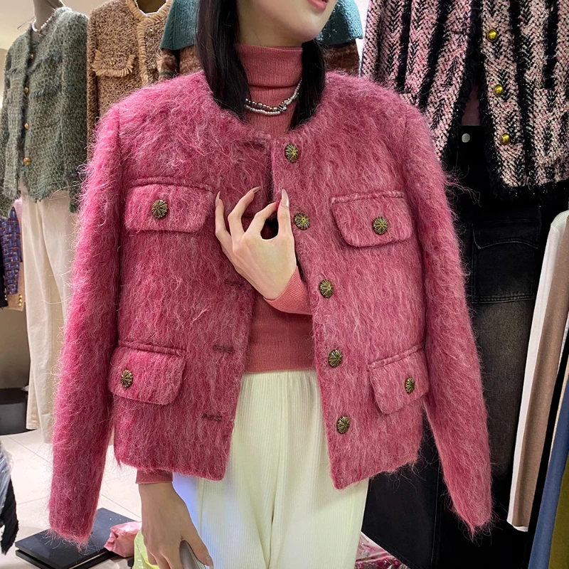 2025 Winter New Down Korean Jacket Fashion Temperament High Sense Warm Plush Woolen Jacket Women's High Street Leisure Coat