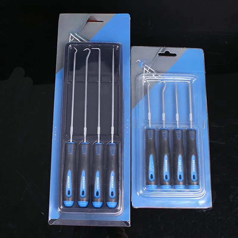 4 Piece Oil Seal Removal Hook Set with Ergonomic Handles for Precision Mechanical Prying and Tight Space Repairs