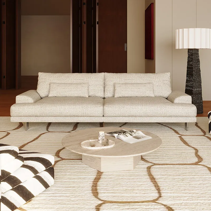 

#% Italian Light Luxury Fabric Sofa Imported Cotton Linen Small Apartment Living Room Three-seater Straight Row Sponge GF908