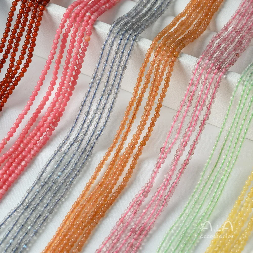 

Natural Jade Crystal Garnet 2mm Round Beads Millet Beads Loose Beads DIY Bracelet Jewelry Handmade Beaded Material