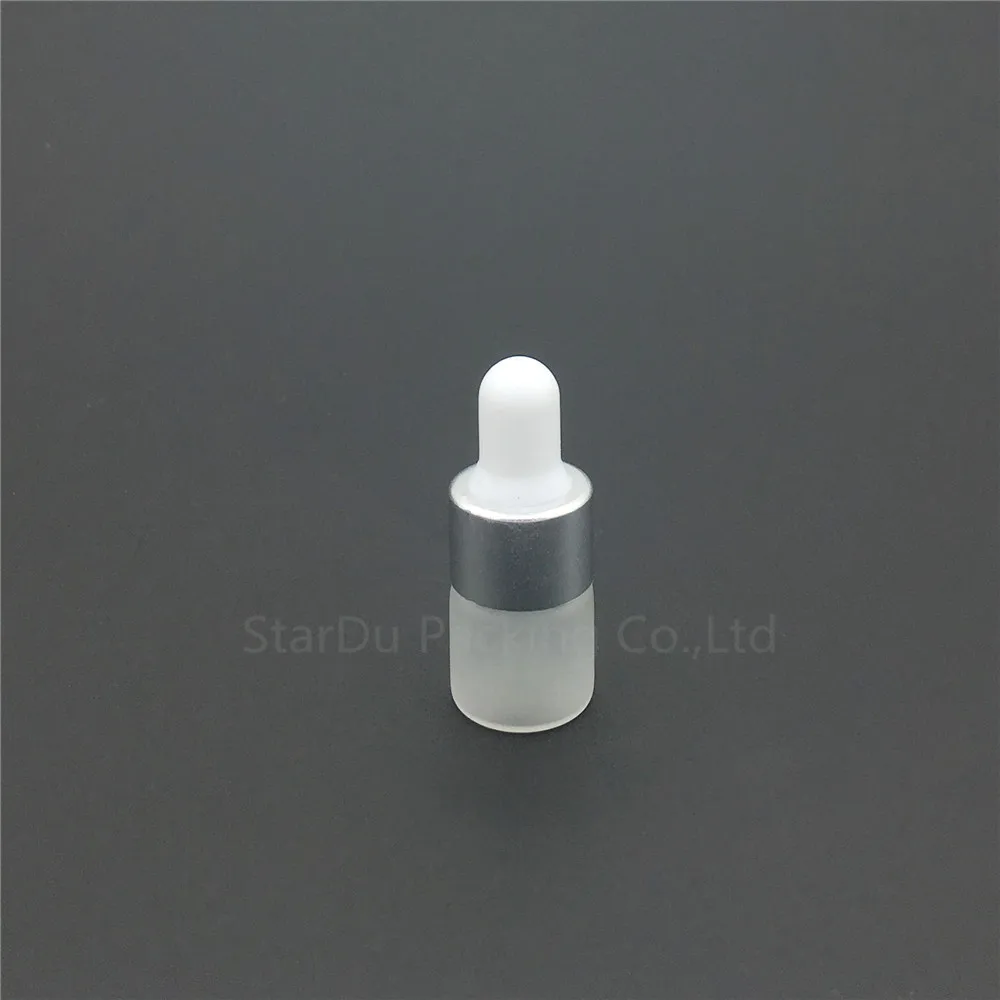 100pcs vazio 1ML frasco conta-gotas de vidro fosco 1cc mini frasco de vidro com pipeta conta-gotas