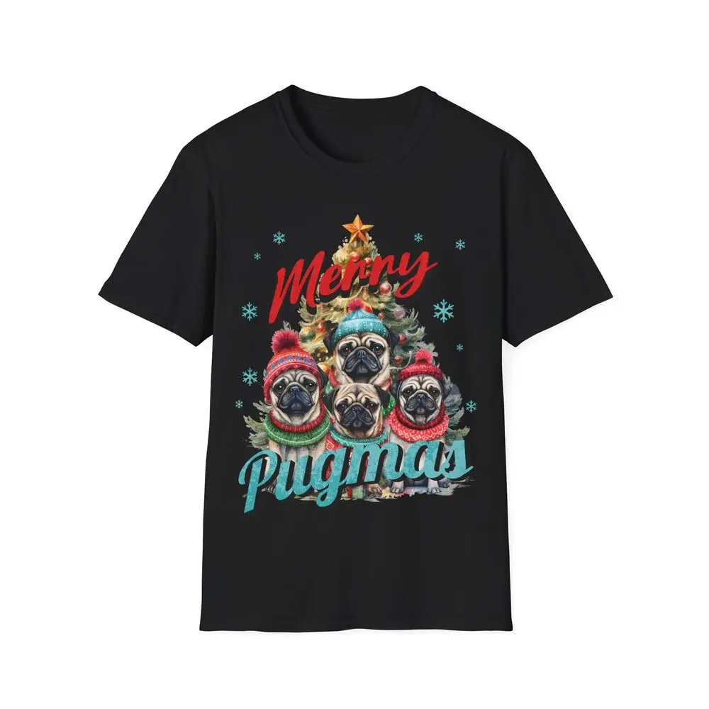 Merry Pugmas T-Shirt  Tees Y2K tops Unisex Summer Short Sleeve