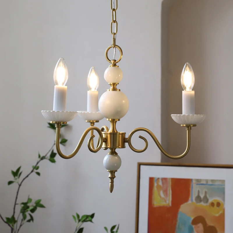 Vintage Golden Beads Chandelier Lighting Foyer Suspension Retro Elegant Lob Light for Beautiful Lobby Decor Loft Style