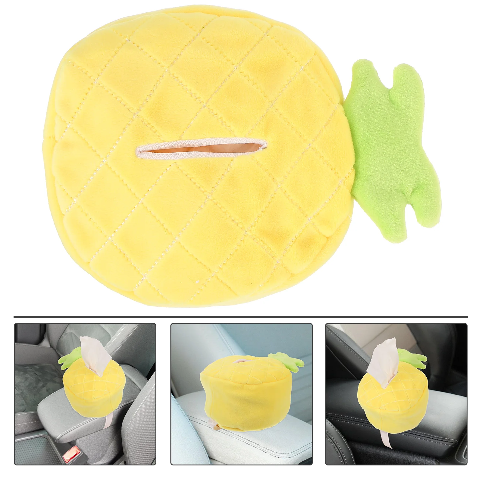 

Fruit Shaped Car Tissue Box Pineapple Design Napkin Dispenser Home Vehicle Paper Towel Holder Storage Box Cartoon Style