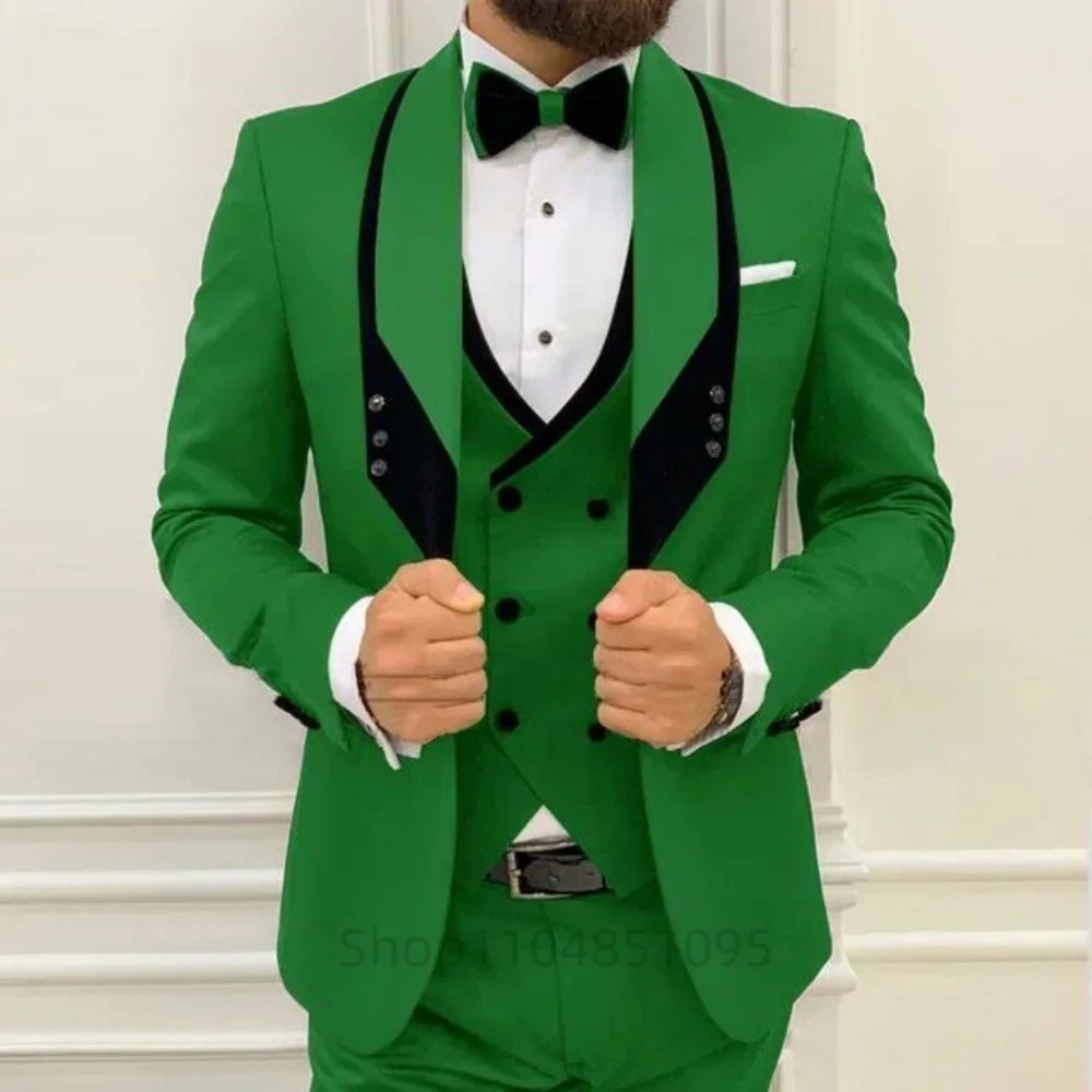 

Jacket, vest, and pants design Royal blue men's wedding suit Shawl collar formal groom's suit Men's wedding suit Graduation ball