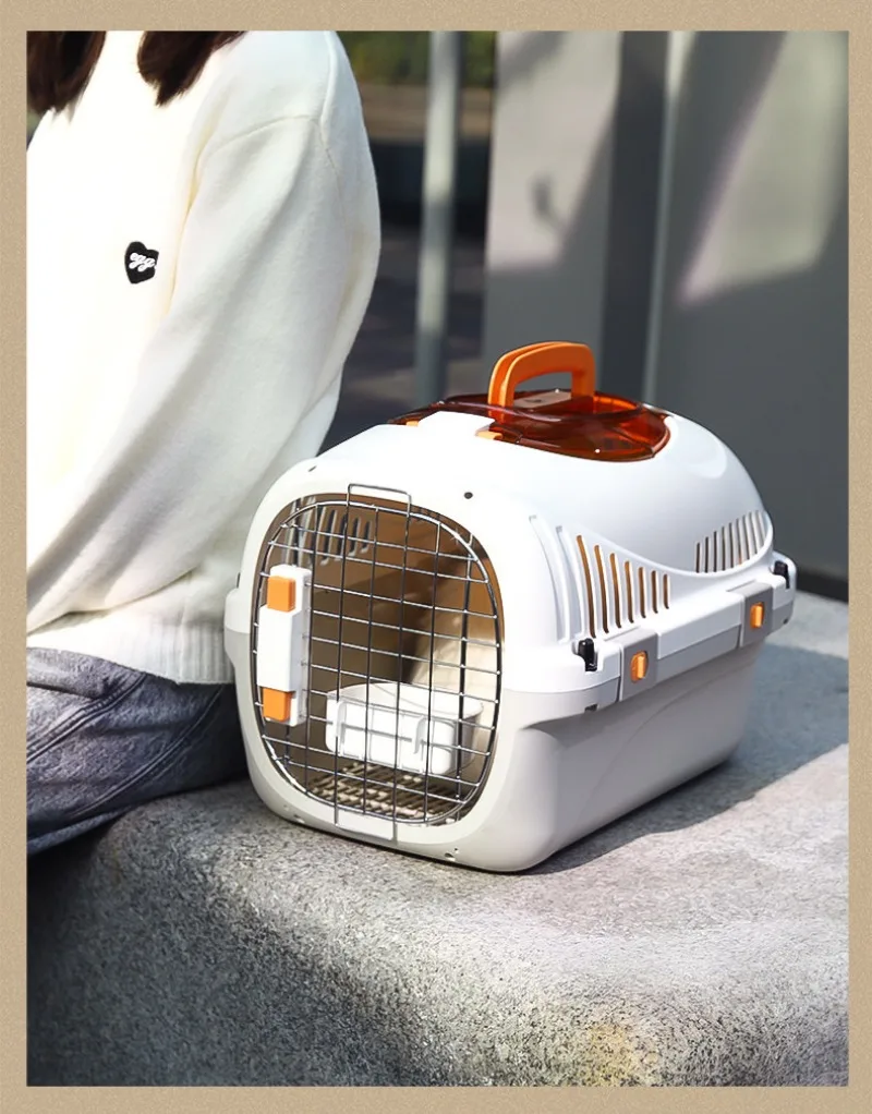 Portable Pet Travel Carrier Box, Space Capsule Style Cat Cage, Car Check‑in Transport Crate for Cat & Small Dog