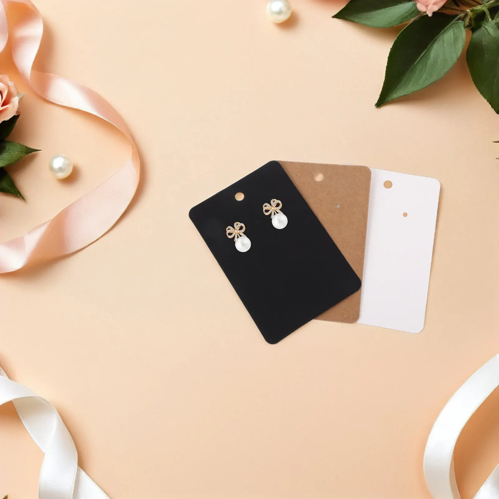 300Pcs Vintage Kraft Jewelry Display Cards Earring Necklace Tags Retail Packaging Selling Cards for Boutique Craft Market