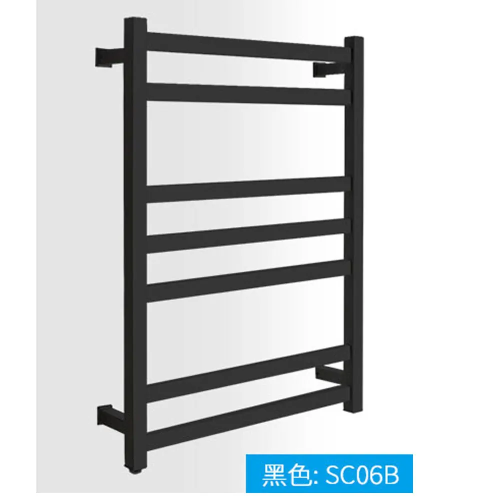 White or Black Color square Tube Switch Heated Towel Rail