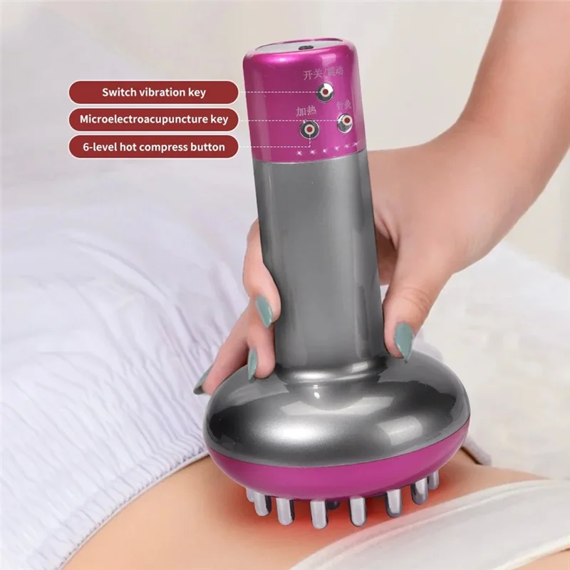 PB-Electric Meridian Body Massager Vibrazione Guasha Microcorrente Anticellulite Raschiante Macchina di drenaggio linfatico(Bianco)