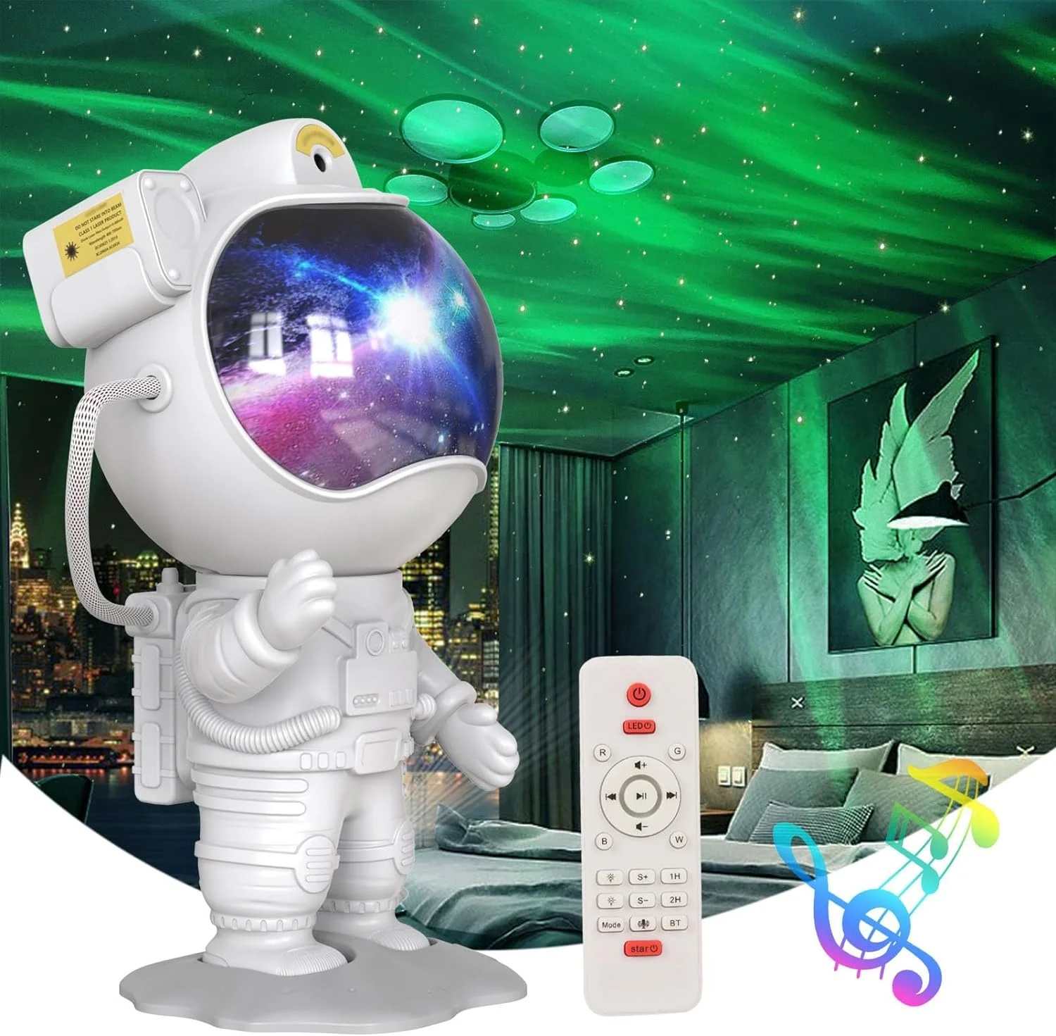 

Galaxy Night Light Astronaut Starry Nebula Ceiling LED Lamp with Speaker Timer and Remote Lamp