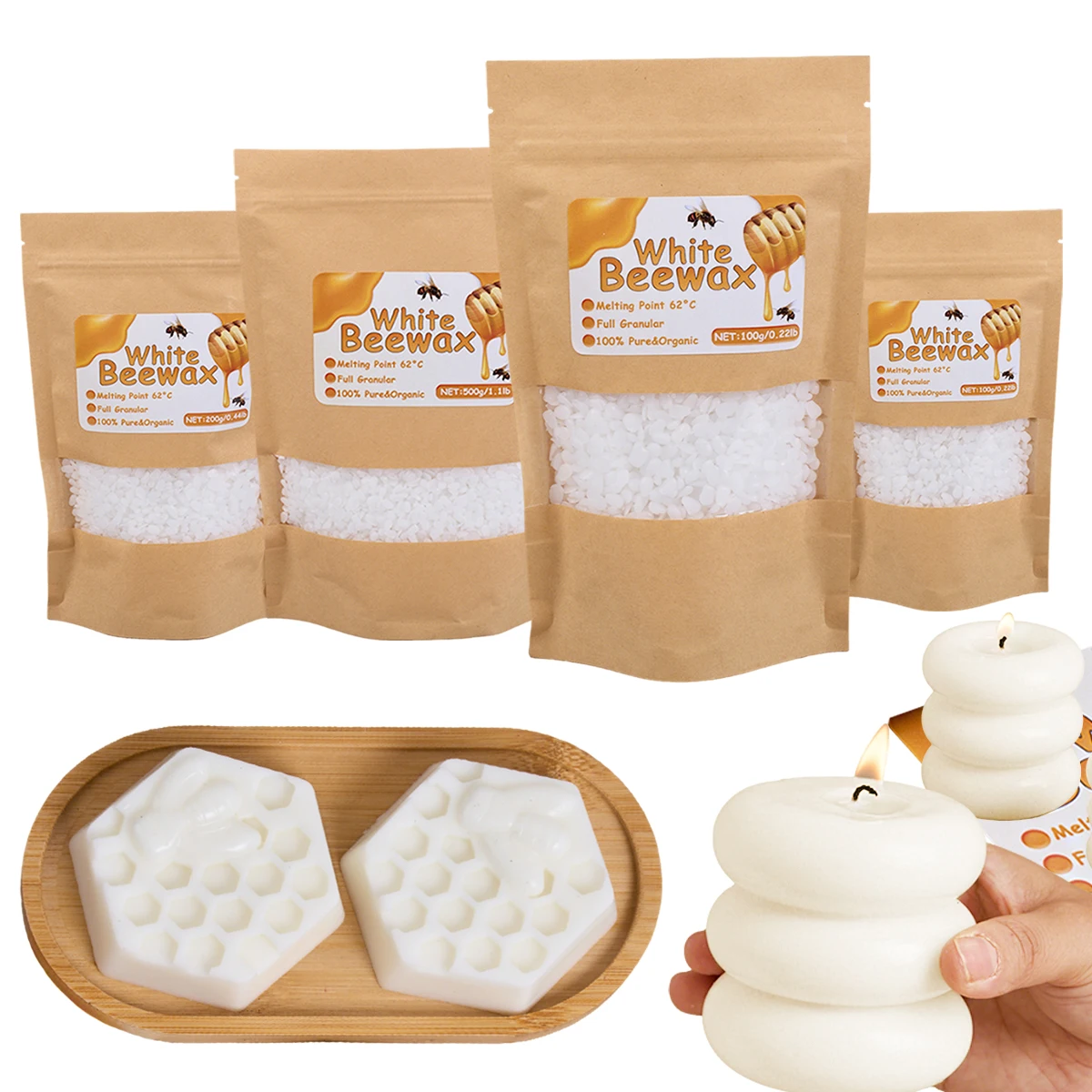 1000 جرام شمع العسل الأبيض الحبيبي مادة شمعة معطرة طبيعية نقية لتقوم بها بنفسك فتائل دخاني مواد صنع لوازم الحرف اليدوية