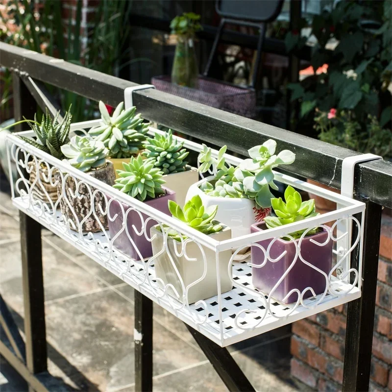 22% Rack Type Burglar Mesh  Iron Art Flower Rack Guardrail Botany Flowerpot Frame Wall Hanging Meaty Railing Flower Rack