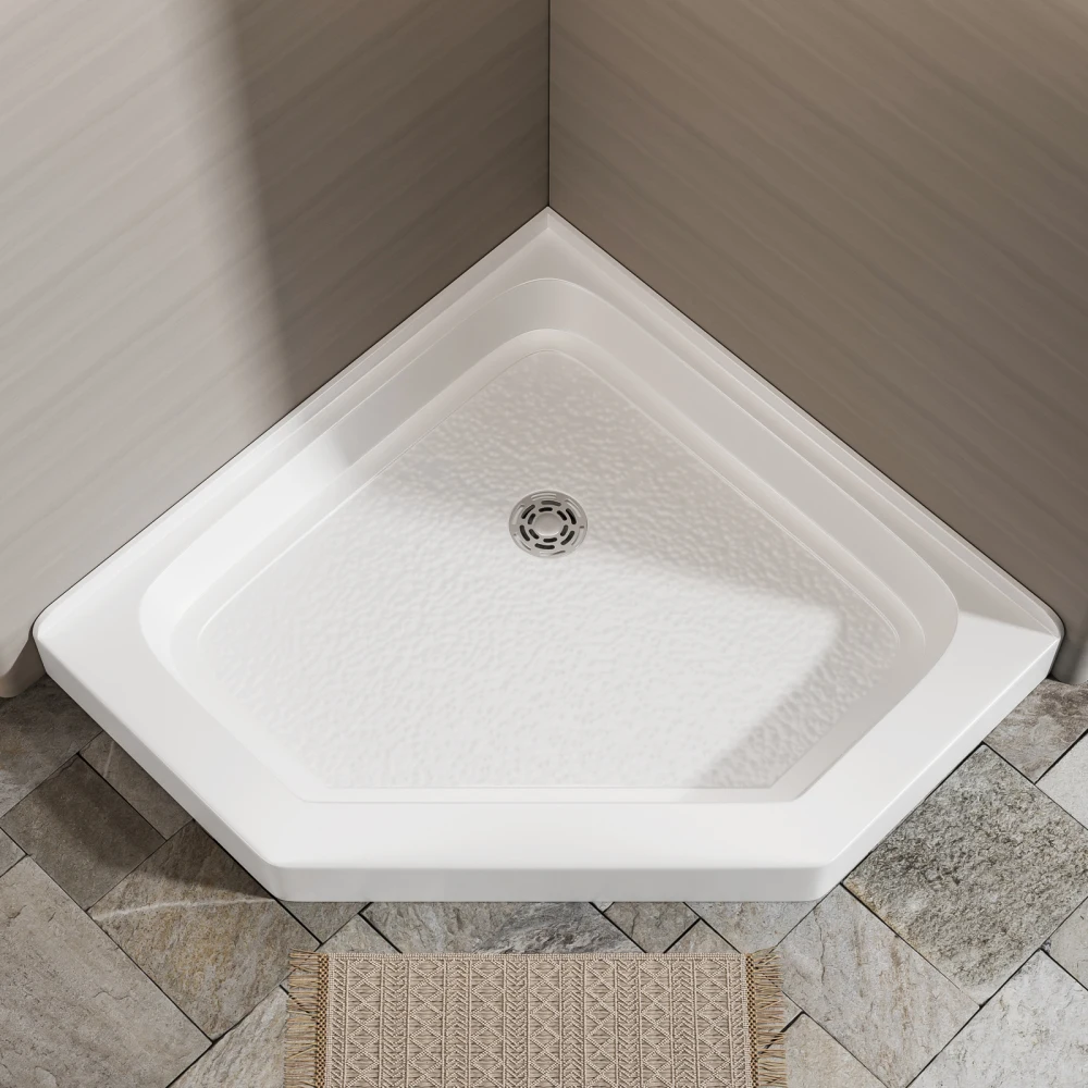 

Акриловая душевая поддонка 36x36 дюймов с нестандартным углом: встроенный фланец под плитку, нескользящее покрытие (слив в комплект не входит)