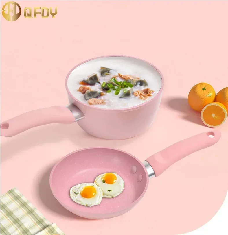 

Mini flat bottomed pan,Baby food pot set, frying pan, electric ceramic stove, milk pot, detachable frying pan, small milk pot