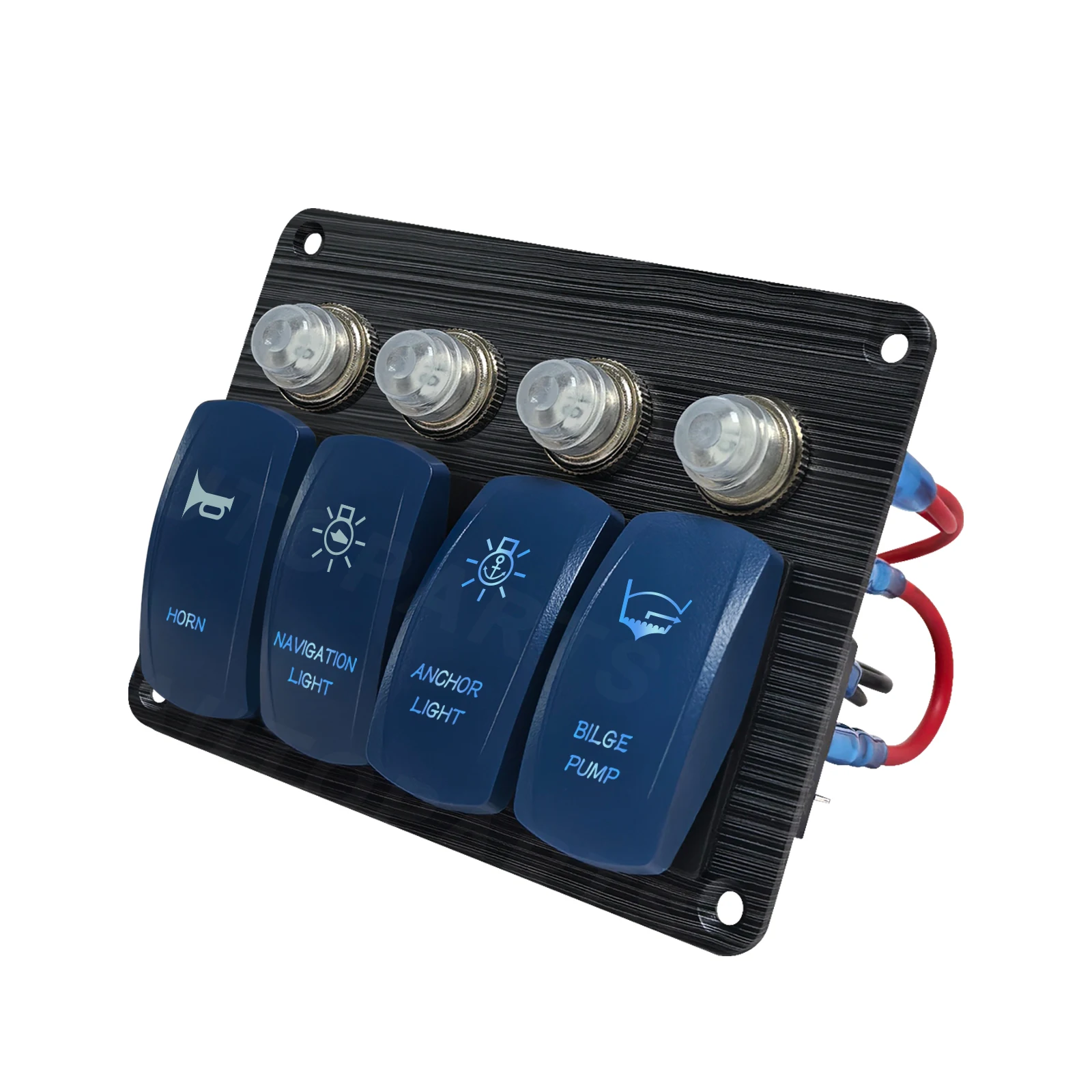 

4Gang Marine Boat Rocker Switch Panel с автоматическими выключателями Светодиодная панель переключателей 12 В 24 В ВКЛ-ВЫКЛ для лодок RV Camper Truck Аксессуары