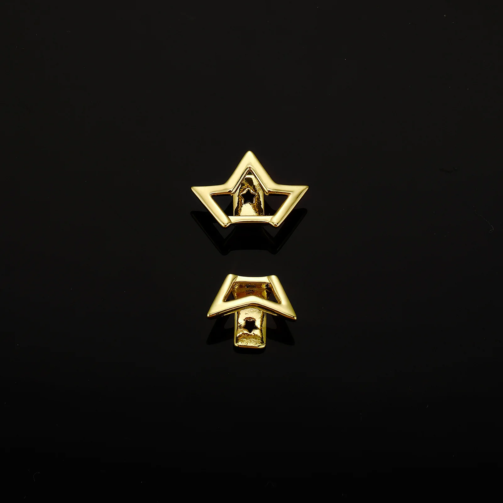 JINAO Hip-Hop 2-teiliges Set Umgedrehte Fünfzackige Stern-Zähne Einzelner Grillz für Männer und Frauen Ober- und Unterkiefer Glänzender Grill Punk Rapper Weihnachtsgeschenk – Detail 3