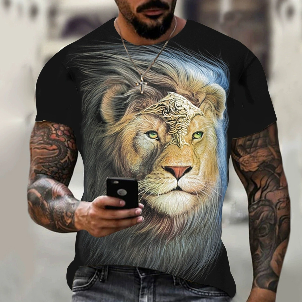 Impressão 3d lobo/leão causal roupas nova moda masculina mulher camiseta plus size S-7XL verão streetwear vintage harajuku