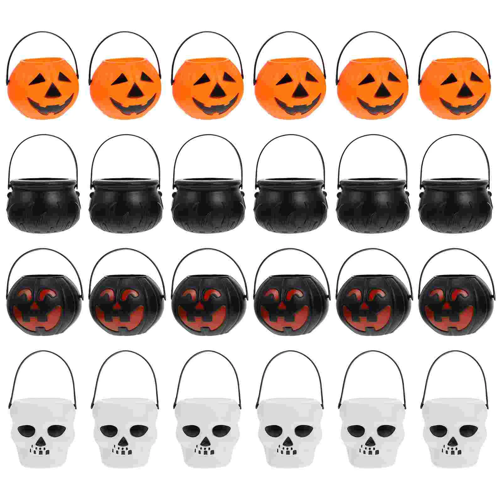 24 Pcs Halloween Skull Bowl Candy Bucket Mask Festival Decor Decorations Plastic Lovers Tray