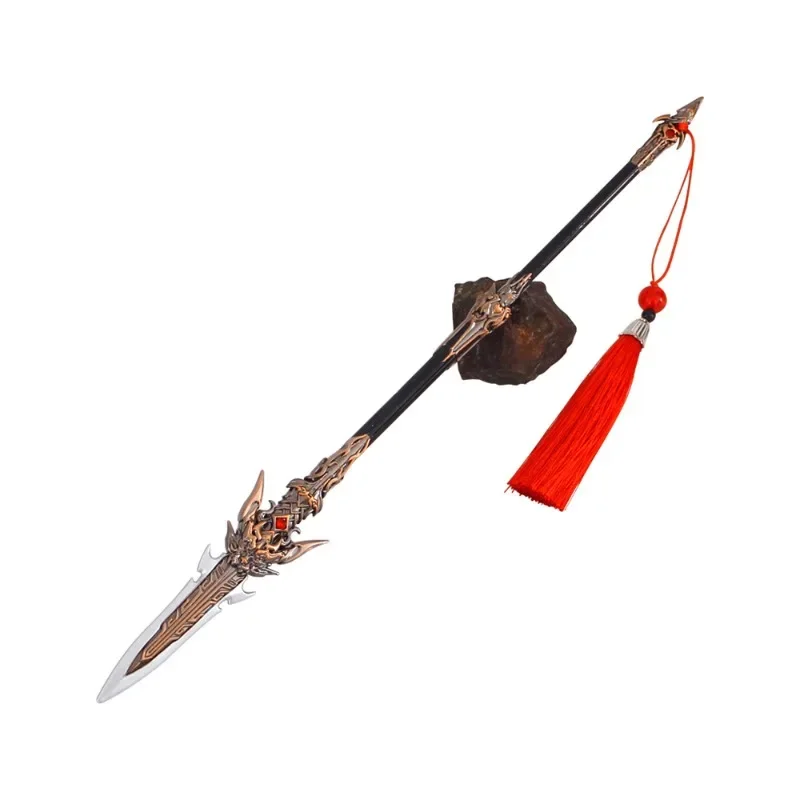 30 ซม.Naraka Bladepoint Zhenshan River Long Spear อาวุธ Periphery รุ่นโลหะผสมตกแต่งเครื่องประดับ Props ของขวัญวันเกิดของเล่นเด็ก