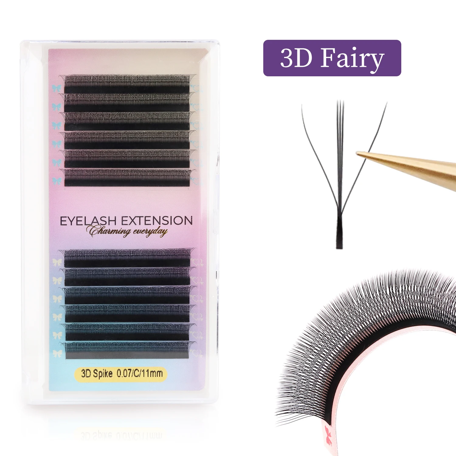 AGUUD Braune 4D W Wimpern YY 3D 4D 5DW geformte Spike Clover Wimpernverlängerung 3D Fairy Blooming Natural Woven YY Einzelwimpern – Detail 24