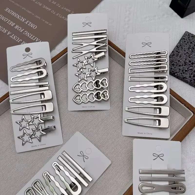 Silberne Metall-Y2K-Entenschnabel-Haarspange für Damen, Pony-Seitenclip, Haarschmuck, Haarspangen, Styling-Accessoires für Mädchen, Alltagsgebrauch – Detail 1