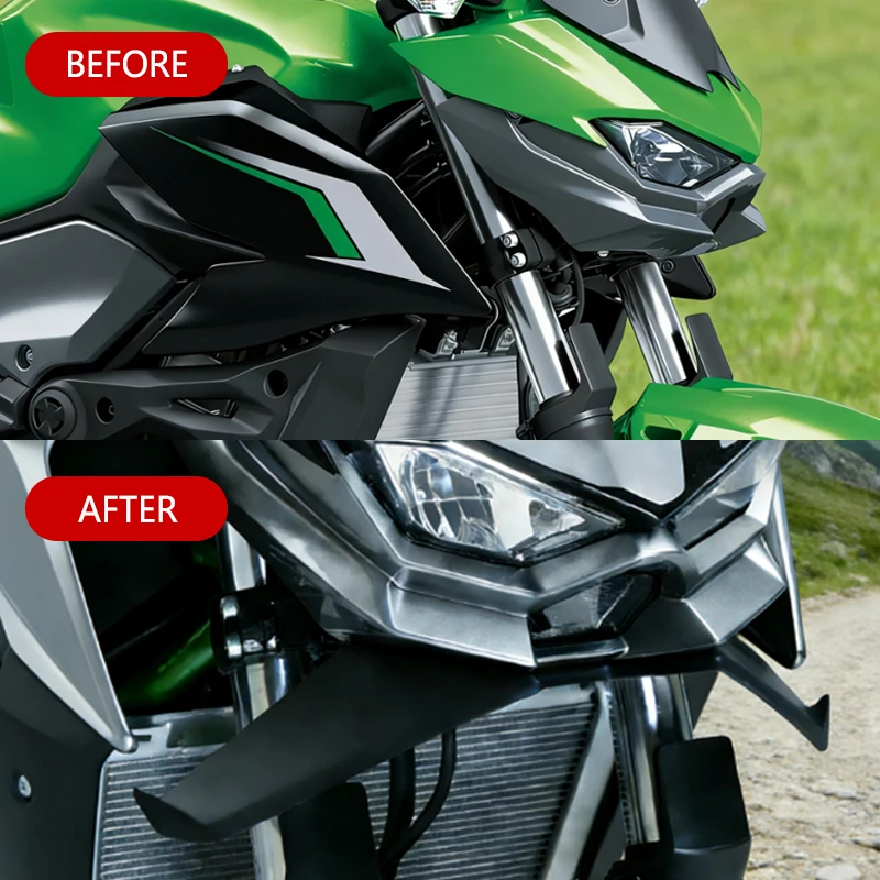 For Kawasaki Z500 Z500 SE 2024-2026 Naked Aerodynamic Front Spoiler Frontal Downforce Fairing Winglets Front Headlight Extension