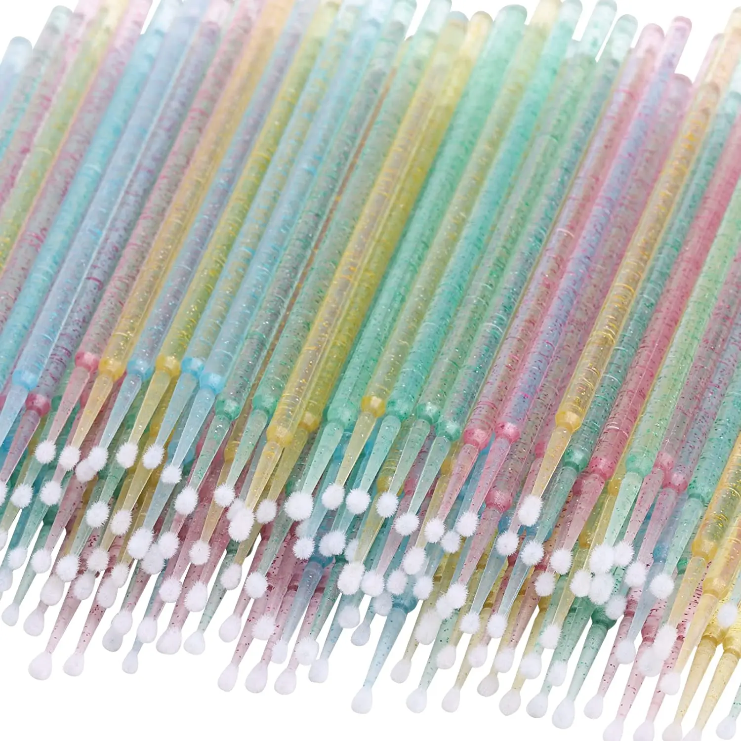 100pcs/bag Micro Brushes with Crystal Wands Disposable Microbrush Applicators Microswabs for Eyelash Extensions