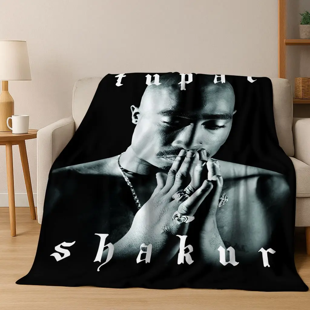 Tupac 2pac Rapper Eminem Hip Hop Rap God Art Flannel Blanket,Cozy Soft Throw Blanket for Home Bedroom Bed Sofa Cover Kids Gift