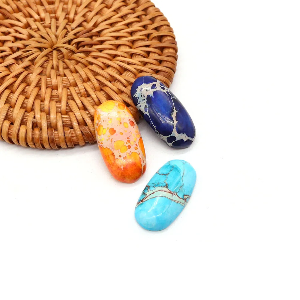 

Emperor Stone Elliptical Striated Synthetic Turquoise Non-hole Ring Face Beads for Making Rings Bracelets and Earrings Jewelry
