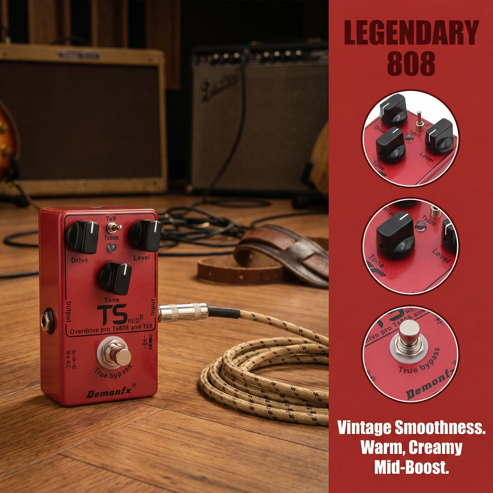 

Mosky TS Red Professional Overdrive Pedal with Internal Mode Switch TS808/TS9 True Bypass Compact Effect Pedal/for Guitar Play