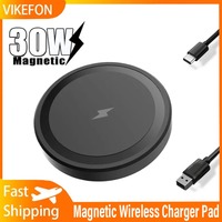 Magnetic Wireless Charger Desktop Pad 30W Type C Magnet Fast Charging Phone Stand For Magsafe iPhone 17 16 15 14 13 12 Pro Max