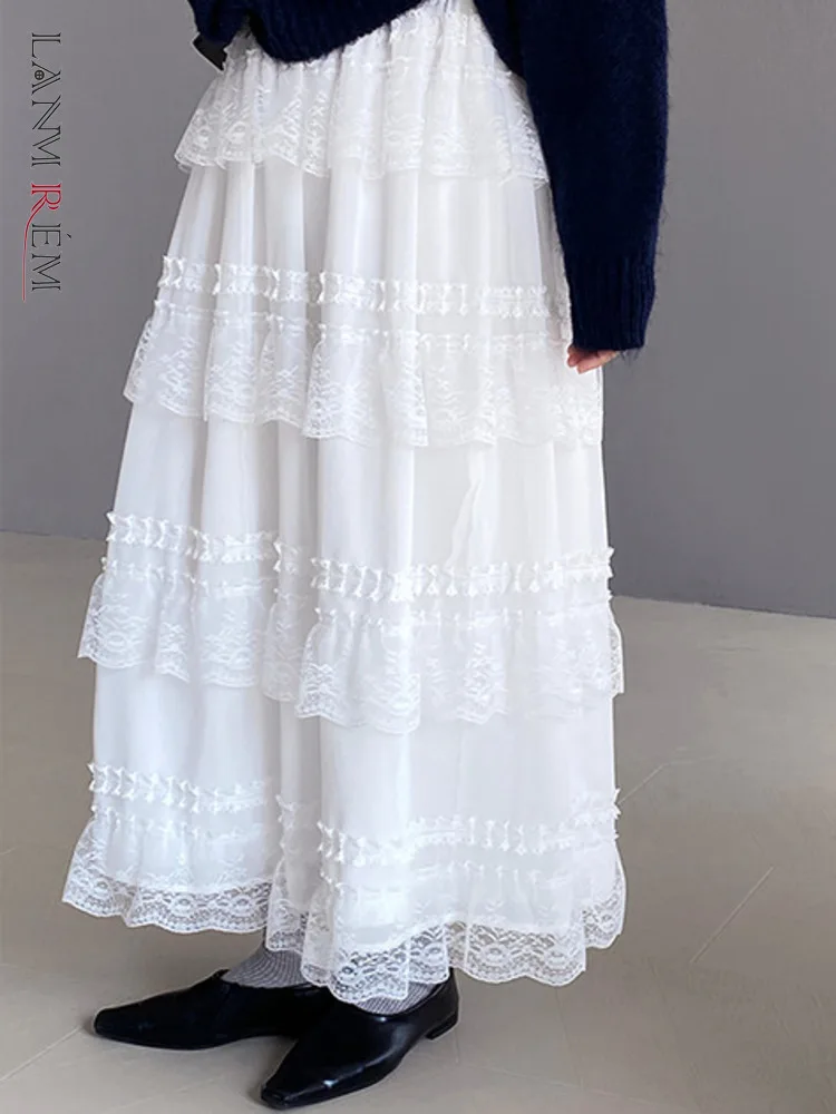 

[LANMREM] Women's Thick Warm Embroidery Edition Skirt Solid Office Lady Female Fashion Elegant Clothes 2024 New Winter 26C1383