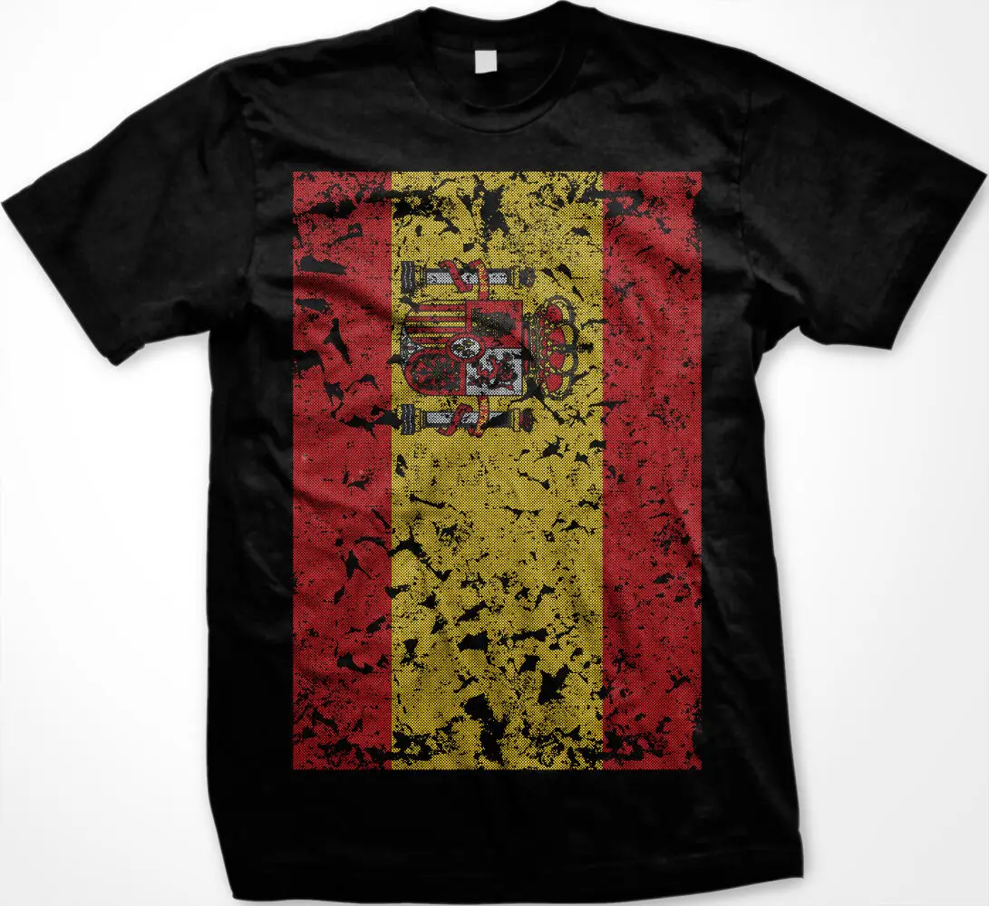 Distressed Spanish Flag Spain Soccer Fans Gift T Shirt. Short Sleeve 100% Cotton Casual T-shirts Loose Top Size S-3XL