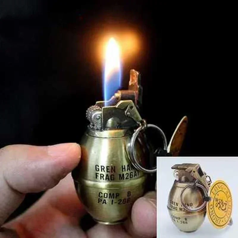 Creative Military Small Model Smoke Bomb Lighter Small Grenade Grinding Wheel Open Flame Cigarette Lighter Cigarette Accessories