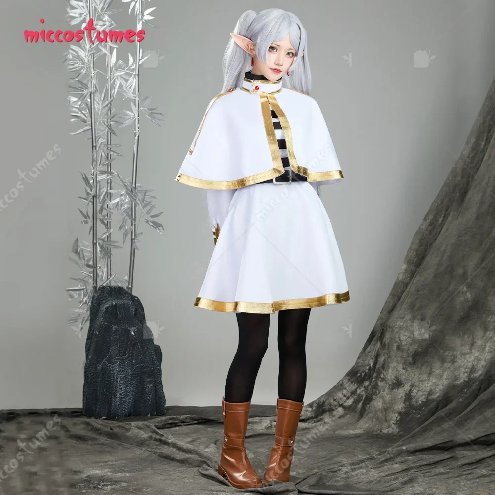 Miccostumes Women's Cosplay Costume Dress and Cloak with Belt and Elf Ears view 4