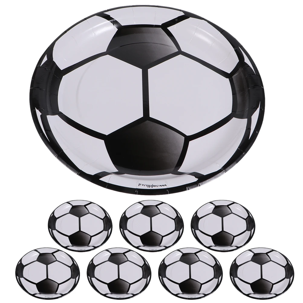 

8pcs Football Theme Paper Plates Disposable Round Tray Party Tableware Safe Lightweight Hygiene Birthday Supplies