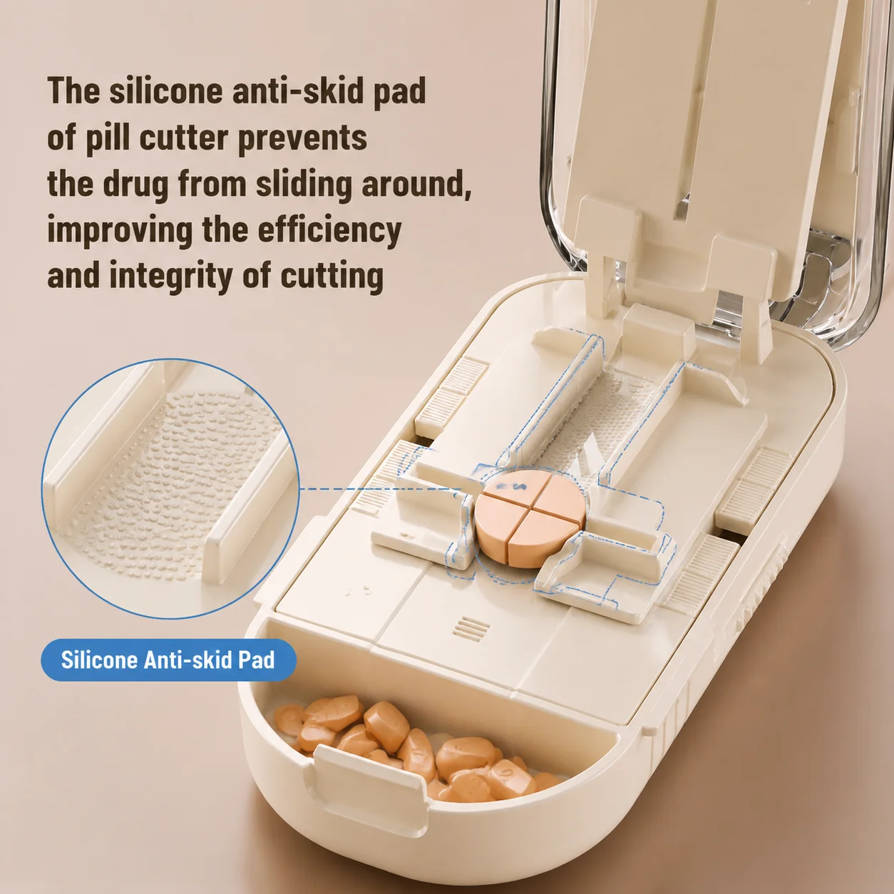 Multi 2in1 Pill Cutter with Replaceable Blades & Safety Guard Precision Splitter for Small to Large Tablets Health Care Supplies