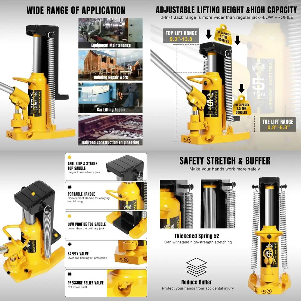 

2.5 Ton Toe/5 Ton Top Hydraulic Jack Lift with Air Hydraulic Claw for Vehicle and Industrial Repair