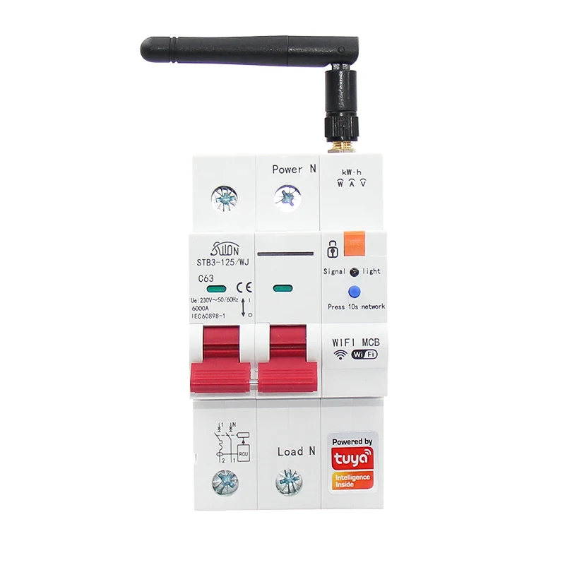 Tuya WiFi Smart Circuit Breaker with Metering 1P-4P 63A MCB Overload Short Circuit Protection Automatic Reclosing Smart Hom