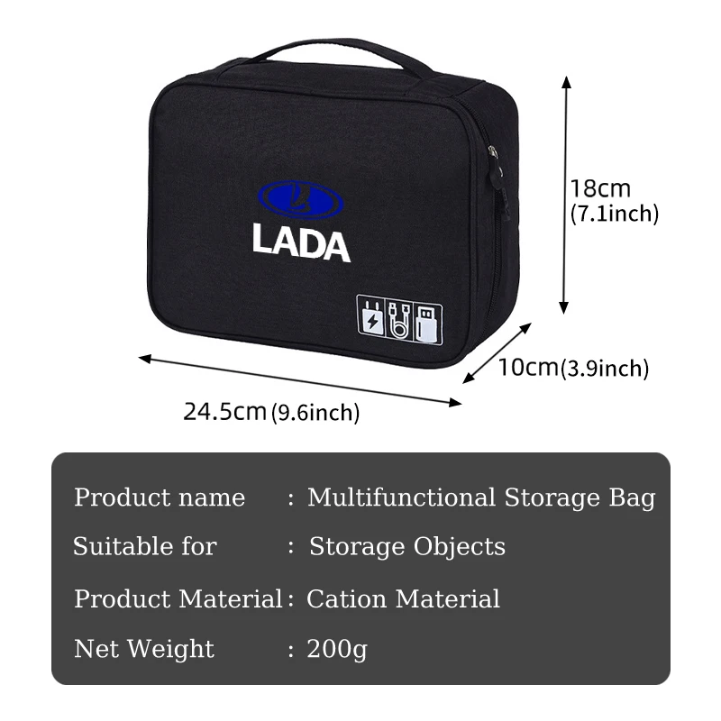 Digital Storage Bag Data Cable Organizer Portable Waterproof For Lada Kalina Largus Priora Xray Granta Largus Samara 2110