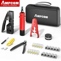 AMPCOM RJ45 herramienta de prensado de paso Kit de herramientas de red para Cat5e Cat6 Cat7 9 en 1 Cable Ethernet portátil RJ45/RJ11 Kit de prensado