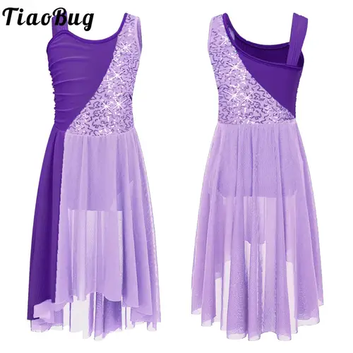 Vestido de baile de Ballet para niñas, trajes de danza lírica contemporánea para niños, sin mangas, bloque de Color, gimnasia, patinaje, leotardo, Ropa de baile