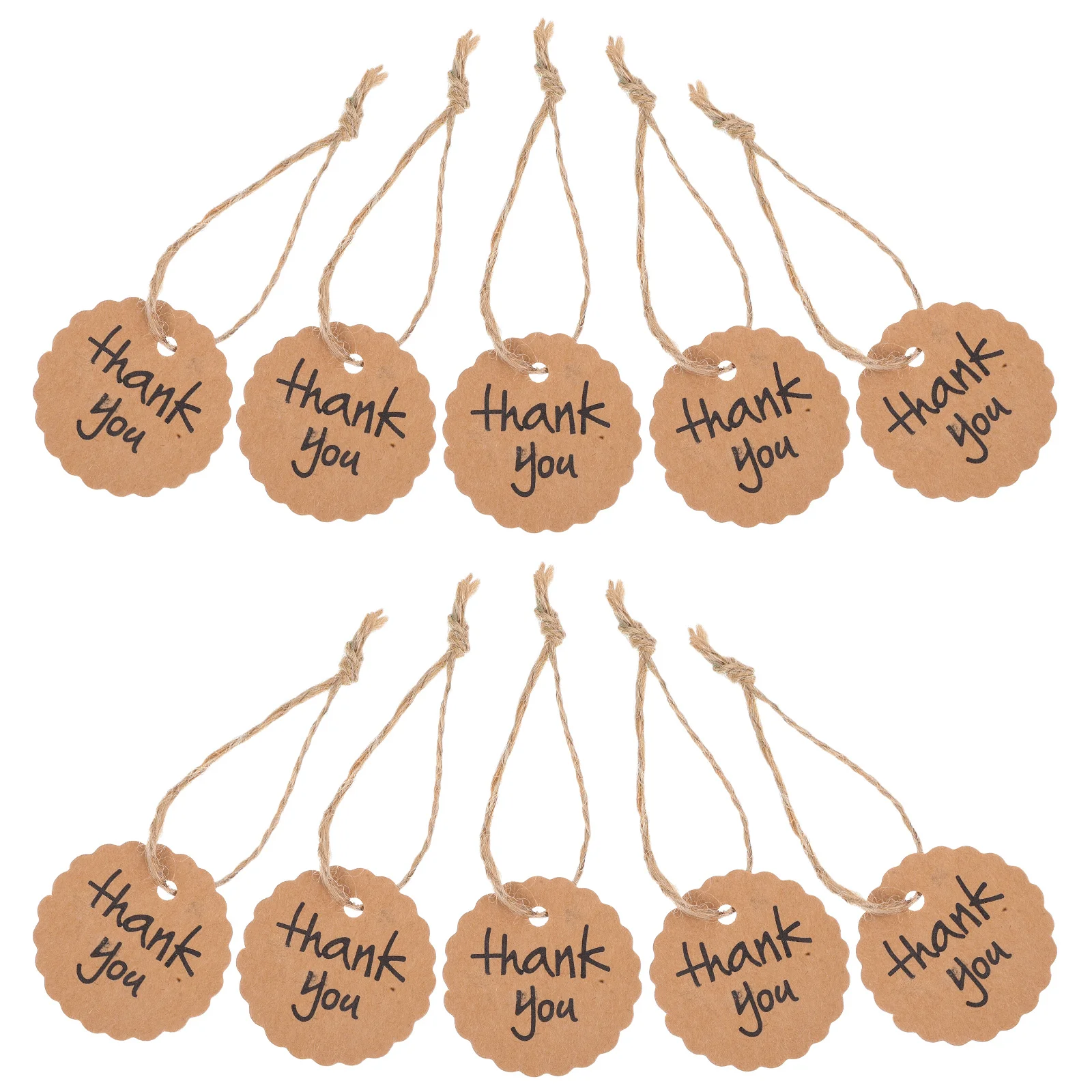 100 Stück Kraftpapier-Tags mit rundem, gewelltem Rand, braun, langlebig, Bastelpapier, Geschenk, Dankeschön, Hochzeit, Gastgeschenke, Etiketten