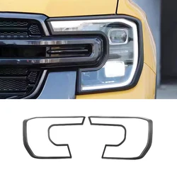 Car Head Lamp Light Cover Fit For Ford Ranger WILDTRAK T9 2022 2023 2024 ABS Matte Black Headlight Decorative Frame Accessories