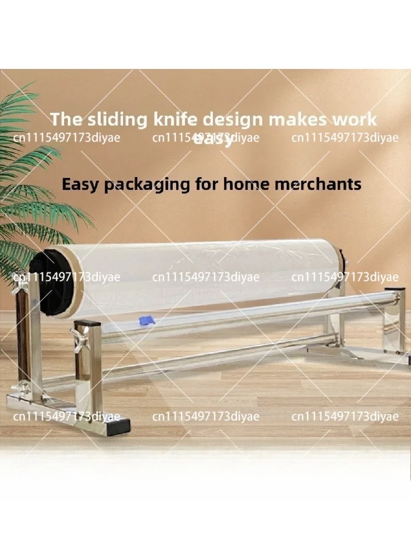 Stainless Steel Film Dispenser Box Cutter for Plastic Wrap, Handheld Wrapping Film Cutter with Adhesive Tape Cutter