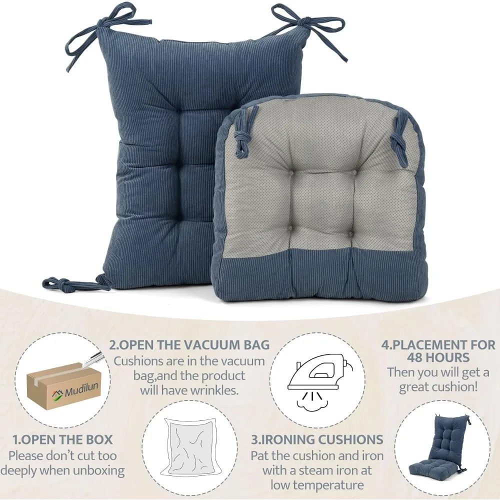 Non-Slip Tufted Rocking Chair Cushion Set with Ties for Indoor and Outdoor Use on Porch, Garden, Cafe