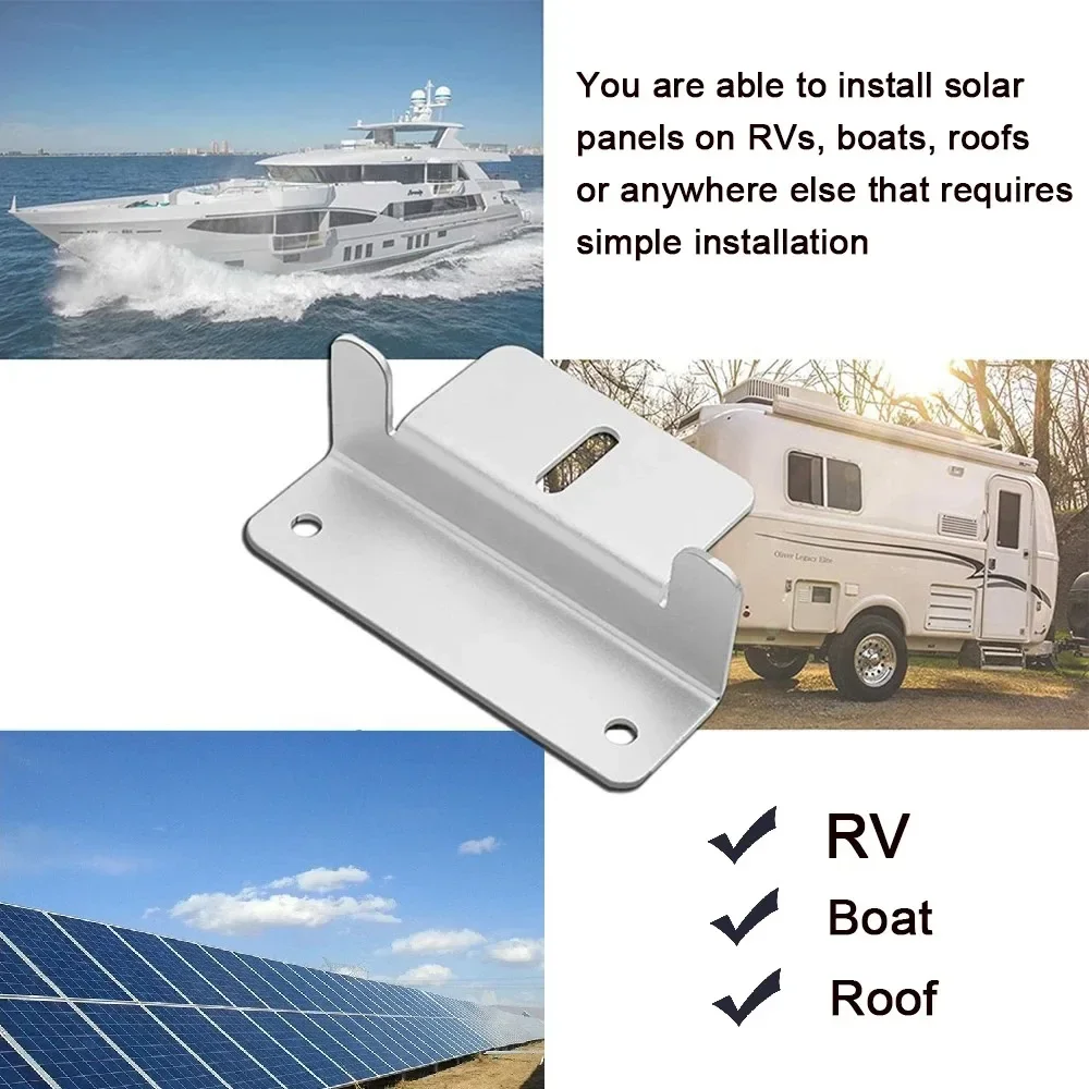 Solar Panel Aluminum Mounting Bracket Kits Roof Z-Style Bracket Mount Photovoltaic Panel Z-bracket Stand For Car Boat RV Yacht image 5