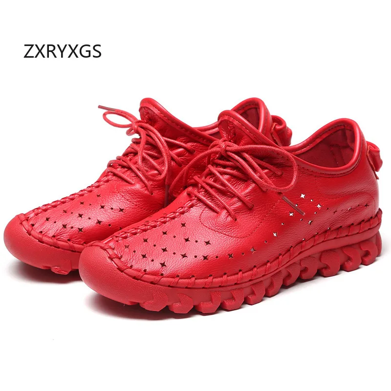 

ZXRYXGS Премиум-дышащие кроссовки из воловьей кожи из натуральной кожи, дорожная обувь, нескользящие женские кроссовки на плоской подошве больших размеров 2025