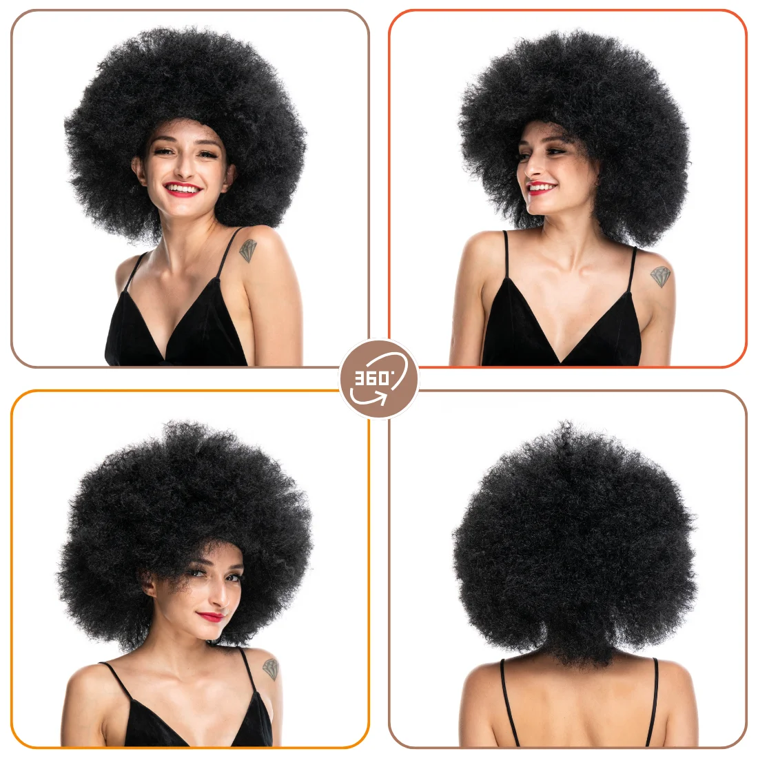 Afro Clown Cosplay Wigs for Women Black Cap Big Top Football Fans Wigs Halloween Adults Unisex Synthetic Hair Black Men Curly