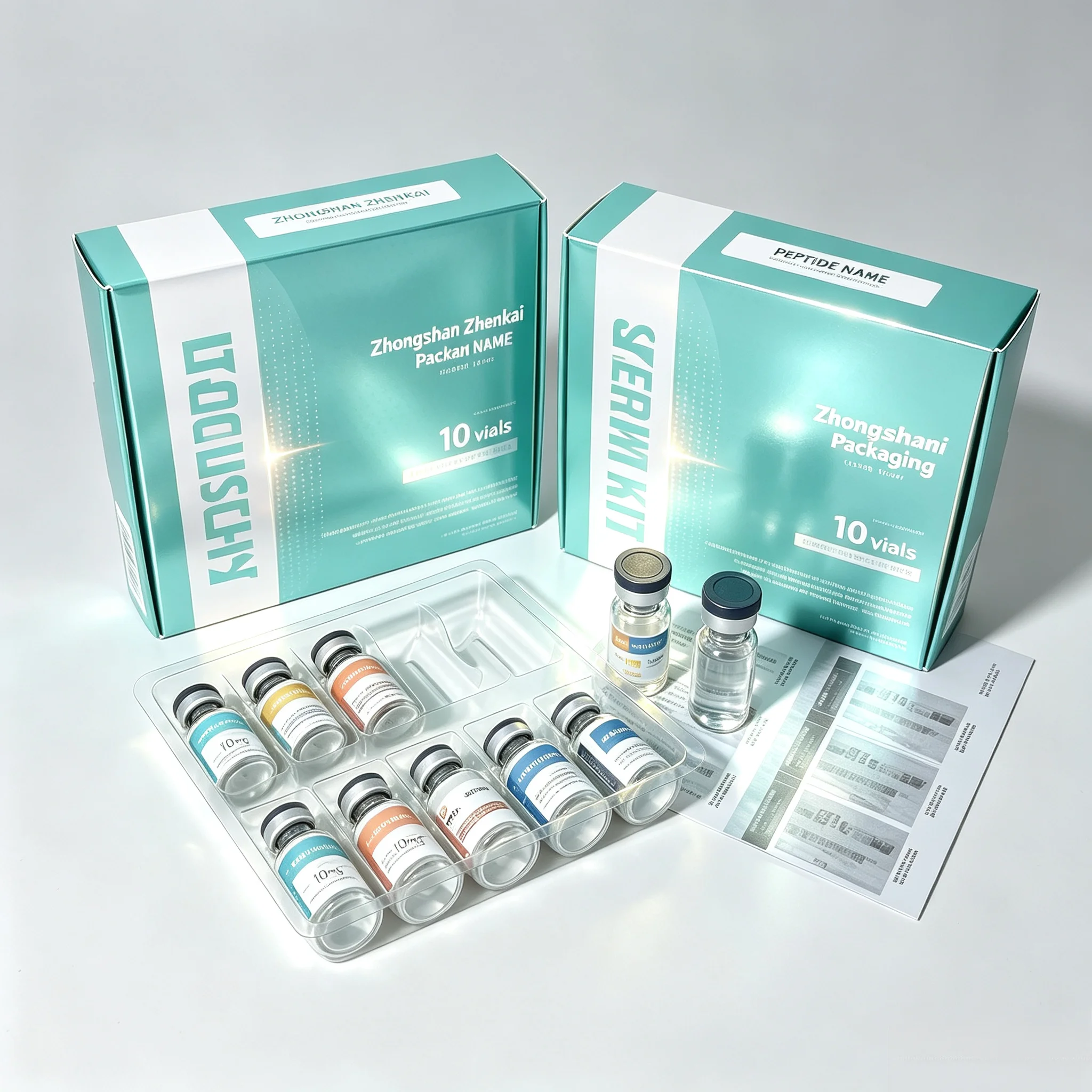 Beauty Fitness Supplement Vials Custom Self Adhesive Vinyl Peptide Labels Matching HD Waterproof Printed Boxes
